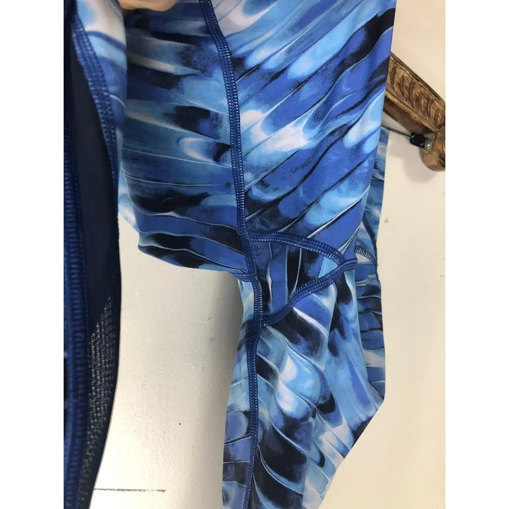 Lululemon Legging Train Times 7/8 Pant Tidal Multi True Navy Mesh Side Mid Rise